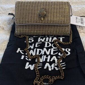 Kurt Geiger Metallic Gold Clutch with Chain